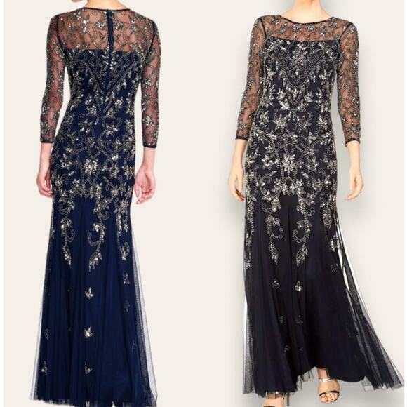 ADRIANNA PAPELL DRESS GOWN 4 MOTHER OF THE BRIDE EVENING FORMAL WEDDING GUEST - Picture 2 of 16